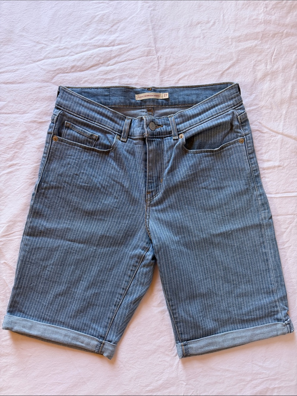 Women's Levi’s Blue Pinstripe Denim Shorts